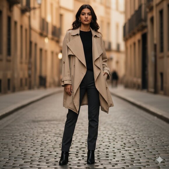 Nectar Clothing Jackets & Blazers - Nectar Clothing Beige Draped Open Front Trench Coat, Neutral Minimalist Size L